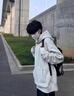卡圖弛cleanfit重磅紐扣連帽衛衣男春秋季潮流美式高街外套寬松硬挺帽衫 白灰色 XL 曬單實(shí)拍圖