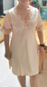 莫代爾睡衣女士新款冰絲睡裙性感夏季薄款蕾絲短袖睡裙家居服舒適 杏色 2XL 175【130-150斤】 曬單實(shí)拍圖