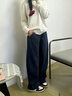 2026新春美式復古工裝彎刀褲男款潮牌寬松休閑褲百搭直筒運動(dòng)褲男 藏青色 5027 28 建議90-110斤 曬單實(shí)拍圖