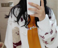 森馬（Semir）針織開衫女冬半高領(lǐng)小狗提花牛角扣毛衫寬松2025上衣109725106003 曬單實拍圖
