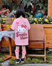 FIDQIOG國際品牌女童短袖T恤2025夏季新款蝴蝶結(jié)小貓印花可愛女孩洋派上衣 粉色上衣+內(nèi)搭褲 M 120cm 曬單實拍圖