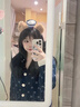 矜持范毛衣女針織衫翻領毛衣開衫外套秋冬新款設計甜美娃娃花邊針織 藏青色 M 建議95-105斤 曬單實拍圖
