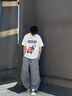 OEMG  慵懶風(fēng)格紋休閑褲子男士秋季新款潮流直筒運動寬松闊腿百搭長褲 黑色 XL [建議110-130斤] 曬單實拍圖
