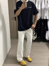 魯雅爾cleanfit白色彎刀牛仔褲男秋季潮流百搭微喇褲美式高街vibe長(zhǎng)褲子 白色 XL 曬單實(shí)拍圖