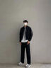 KREATE【唐九洲同款】城市通勤cleanfit直筒撞釘伐木工裝休閑長(cháng)褲 黑色 M 曬單實(shí)拍圖