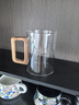 青蘋(píng)果玻璃杯家用耐熱高級感輕奢男士泡茶杯套裝待客喝水杯子客廳水壺 【胡桃木把】透明直升杯500MLx6 曬單實(shí)拍圖