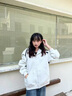 試衣間 美式復(fù)古連帽拉鏈衛(wèi)衣女男秋季2025新款寬松運動開衫上衣 白灰色 M 曬單實拍圖