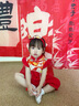 WVD美國品牌服龍寶寶衣服夏季連體衣男百天百歲宴嬰兒抓周禮服儀式感女大紅哈衣+發(fā)帶+短襪 女大紅哈59 CM 曬單實(shí)拍圖