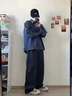 MMOPTOP美式潮牌休閑褲子秋季男寬松百搭顯高透氣闊腿褲MXXK60深蘭XL 曬單實拍圖
