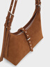 CHARLES&KEITH25秋新品復(fù)古雙肩帶鉚釘簡(jiǎn)約腋下包生日禮物CK2-20782708-1 Sienna Brown赭石棕 S 曬單實(shí)拍圖