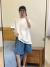 回力白色短袖t恤女正肩2025新款夏裝顯瘦遮肚子休閑半袖夏季純棉體恤 曬單實(shí)拍圖