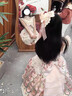 閃動(dòng)少女（SHANDONGSHAONV）雀之羽lolita洋裝jsk甜美花嫁重工連衣裙吊帶日常拖尾洛麗塔 粉色JSK+內搭+禮帽+拖尾+項鏈+羽 S 曬單實(shí)拍圖
