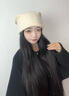 CACUSS帽子女秋冬保暖毛線帽女士針織帽戶外防寒套頭帽護耳堆堆帽米杏色 曬單實拍圖