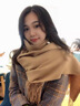 恒源祥羊毛圍巾女秋冬季淺灰韓版百搭圍脖女士大披肩流蘇送女友生日禮 卡其色 曬單實(shí)拍圖
