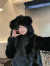 公主貂可愛(ài)貓耳朵狐貍毛圍巾一體風(fēng)雪帽女兩用皮草護耳帽子加厚圍脖連帽 貉子毛本色 三角耳朵 曬單實(shí)拍圖