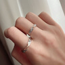 DRAGBOLL鉆戒女對戒紙短情長情侶戒指活口可調(diào)節(jié)結(jié)婚求婚送女友生日禮物 白金色一對莫桑石-閉口備注尺碼 曬單實拍圖