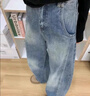 Foss Phil美式彎刀牛仔褲男士春秋季寬松直筒水洗休閑闊腿鐮刀褲子 DJ-25002藍(lán)色 L 【建議130斤-150斤】 曬單實(shí)拍圖