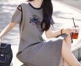 尚靜短袖連衣裙女夏季新款女裝拼色印花休閑寬松舒適百搭t恤裙子女 曬單實拍圖