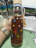 貝瑟斯吸管杯運動(dòng)水杯 夏季水杯 便攜雙飲杯子 塑料杯黃色700ml 曬單實(shí)拍圖