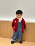 波步（BORBOON B）嬰兒套裝秋裝毛衣針織衫男寶寶三件套衣服紅色周歲服男童秋冬上衣 【三件套】6683 100 曬單實(shí)拍圖
