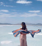 民族風(fēng)披肩女外搭夏季新疆旅游穿搭青海湖拍照防曬沙漠圍巾大披風(fēng) 藏青條紋 曬單實(shí)拍圖