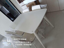 帕沙曼餐臺(tái)奶油風(fēng)巖板餐桌小戶型長(zhǎng)方兩用伸縮餐桌椅組合簡(jiǎn)約白色 1126Y 【純白】1.3米餐桌1126Y+4椅 6404Y 曬單實(shí)拍圖
