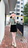 哈魯?shù)暇G色條紋短袖t恤女夏2025新款小眾設(shè)計感圓領(lǐng)正肩體恤小個子上衣 白綠 均碼 （110斤內(nèi)） 曬單實拍圖