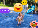 B.Duck小黃鴨嬰幼兒泳衣女寶寶連體短袖游泳裝備可愛(ài)女孩泡溫泉兒童泳衣 曬單實(shí)拍圖