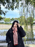 CharisKitty本命年小c&k紅色圍巾女生韓系氛圍感針織毛線加厚圍脖男生日禮物 CK圍巾-菱形格紅色【禮盒包裝】 曬單實拍圖