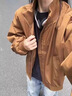 魯雅爾cleanfit美式飛行夾克男秋季潮牌穿搭短款棒球服重磅硬挺工裝外套 棕色 XL 【建議120-140斤】 曬單實(shí)拍圖