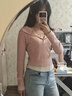 緋垚長(cháng)袖t恤女 假兩件連帽上衣2025早秋新款修身顯瘦設計感甜妹內搭 粉色 S 曬單實(shí)拍圖