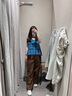 無印良品（MUJI）女式漢麻混斜紋抽褶寬版褲褲子女款25年夏季休閑褲女裝闊腿褲長(zhǎng)褲 棕色 M (160/66A) 曬單實(shí)拍圖