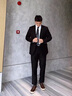 羅蒙（ROMON）西服套裝男士春秋季商務(wù)職業(yè)正裝三件套新郎結婚禮服大碼西裝男裝 中灰色雙扣【西服+西褲+馬甲】 XL 曬單實(shí)拍圖
