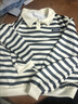 RGPX女衛衣2025秋新款時(shí)尚洋氣韓版條紋POLO領(lǐng)小個(gè)子薄款長(cháng)袖T恤上衣 條紋 S 建議100斤以下 曬單實(shí)拍圖