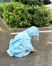 牧萌兒童雨衣帶書(shū)包位男童女童女孩加長(cháng)全身學(xué)生雨披 藍色太空人 2XL 曬單實(shí)拍圖