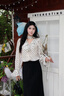 Mandy Zhang蝴蝶結(jié)飄帶復(fù)古波點(diǎn)襯衫女春季長(zhǎng)袖大v領(lǐng)氣質(zhì)緞面上衣 米底愛心波點(diǎn) S 曬單實(shí)拍圖
