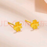 周六福足金999四葉草黃金耳釘女生日禮物AA096009 一對 約0.76g 曬單實(shí)拍圖