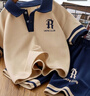 G.DUCKKIDS兒童夏裝男童短袖套裝2025新款中大童男孩POLO衫兩件套帥氣衣服潮 卡其色polo短袖套裝 150 建議身高145cm左右 曬單實(shí)拍圖