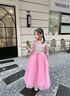 乖奇奇（ALERTCHYCHY）女童禮服公主裙花童婚禮小女孩主持人晚禮服鋼琴演出服長袖蓬蓬紗 粉色長款361-D2 130cm 曬單實拍圖