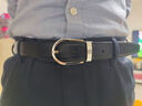 瑏帶無(wú)頭皮帶條3.0萬(wàn)寶替換針扣帶身腰帶真皮雙面層牛皮不帶頭無(wú)扣男 兩面黑色3.0（牙簽紋+平面紋） 115cm 曬單實(shí)拍圖
