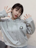 班尼路衛衣女裝連帽重磅長(cháng)袖潮流短款上衣服小個(gè)子女生顯瘦時(shí)尚秋冬新款 灰綠#竹葉熊貓K 【綿柔親膚】 M 曬單實(shí)拍圖
