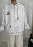 京多夢(mèng)可愛(ài)臘腸小狗刺繡連帽長(cháng)袖衛衣女春秋高級感軟糯休閑寬松外套上衣 白灰色 L 白灰色（100-120斤） 曬單實(shí)拍圖