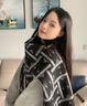 ELLE【禮盒裝】100%羊毛圍巾男女士秋冬保暖圍脖披肩送禮生日會教師節(jié) 黑色 曬單實(shí)拍圖