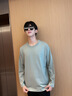 名創(chuàng)優(yōu)品（MINISO）休閑長袖t恤男重磅秋季百搭通勤男生圓領(lǐng)純棉打底衫寬松綠色上衣 【重磅純棉】灰綠 L /175(旗艦店質(zhì)量保障) 曬單實拍圖