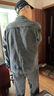 工作服上衣男耐磨耐臟電焊工防燙汽修勞保服春秋夾克長(cháng)袖牛仔外套 8913 灰色 2XL 建議【135-150斤】 曬單實(shí)拍圖
