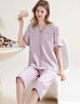 芬騰 女士短袖純棉夏季5A抑菌V領(lǐng)可外穿中國風(fēng)家居服套裝軟棉棉 曬單實(shí)拍圖