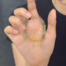 周六福七夕禮物  金鑲玉手鏈女款足金桃花竹節(jié)溫潤和田青玉手串桃韻 桃花手串17cm 曬單實拍圖