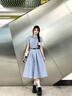 茯見(jiàn)連衣裙2025新款韓系學(xué)院風(fēng)藍色短袖襯衫裙女夏季氣質(zhì)高級收腰長(cháng)裙 藍色M(送皮帶 建議80-120斤) 曬單實(shí)拍圖