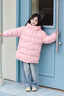 雪中飛兒童羽絨服2025新款女童簡約面包羽絨服男童時尚加厚保暖羽絨外套 淡粉色 120 曬單實(shí)拍圖