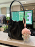 CHARLES&KEITH25秋新品時(shí)尚綁帶簡(jiǎn)約單肩斜挎水桶包CK2-10271627 Noir黑色 M 曬單實(shí)拍圖